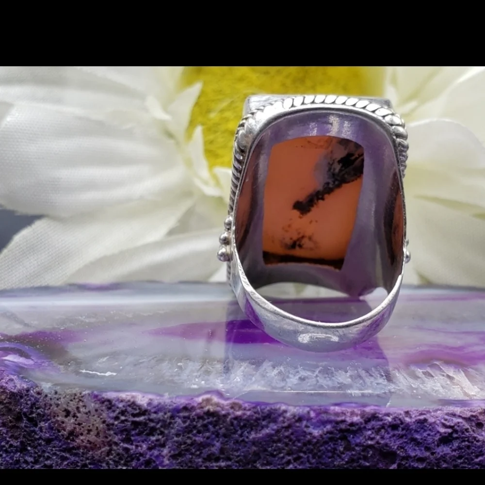 Vintage Sterling And Pink Stone Ring